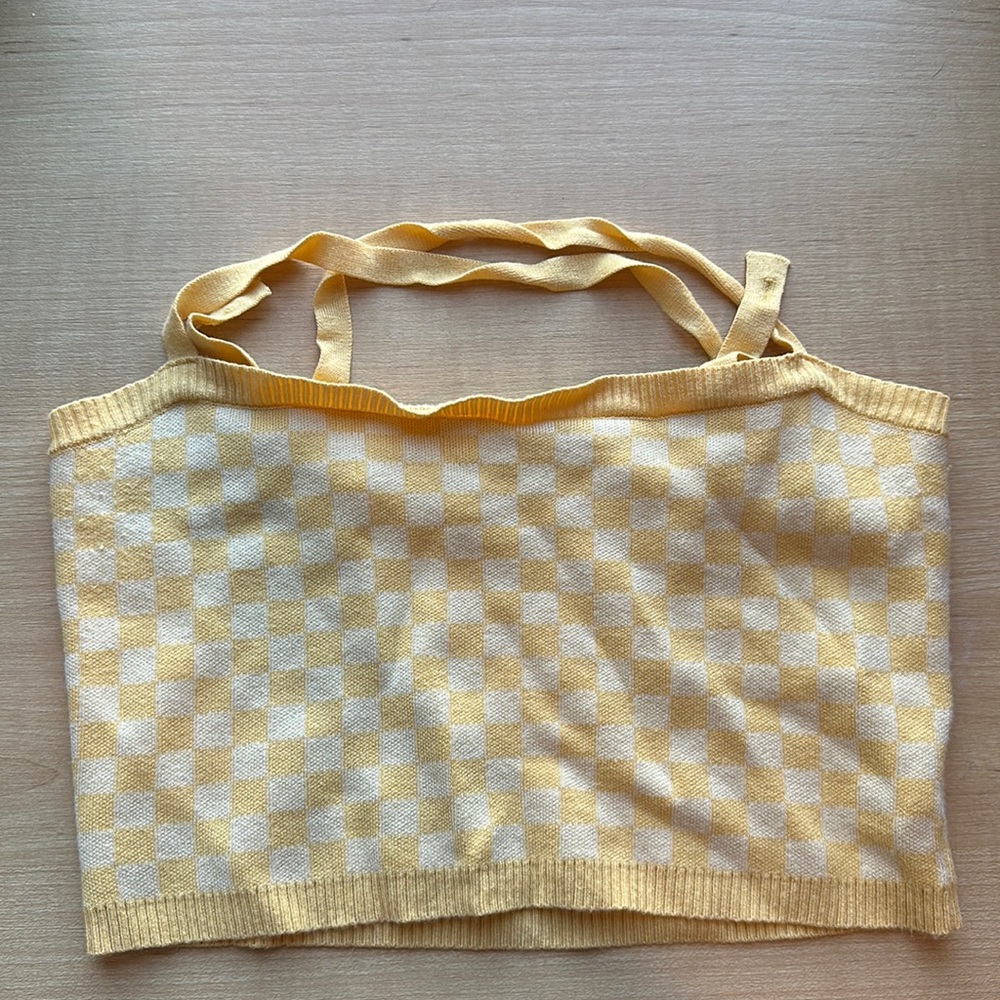 NEW URBAN OUTFITTERS Yellow Checkerboard Crop Top. Adjustable straps